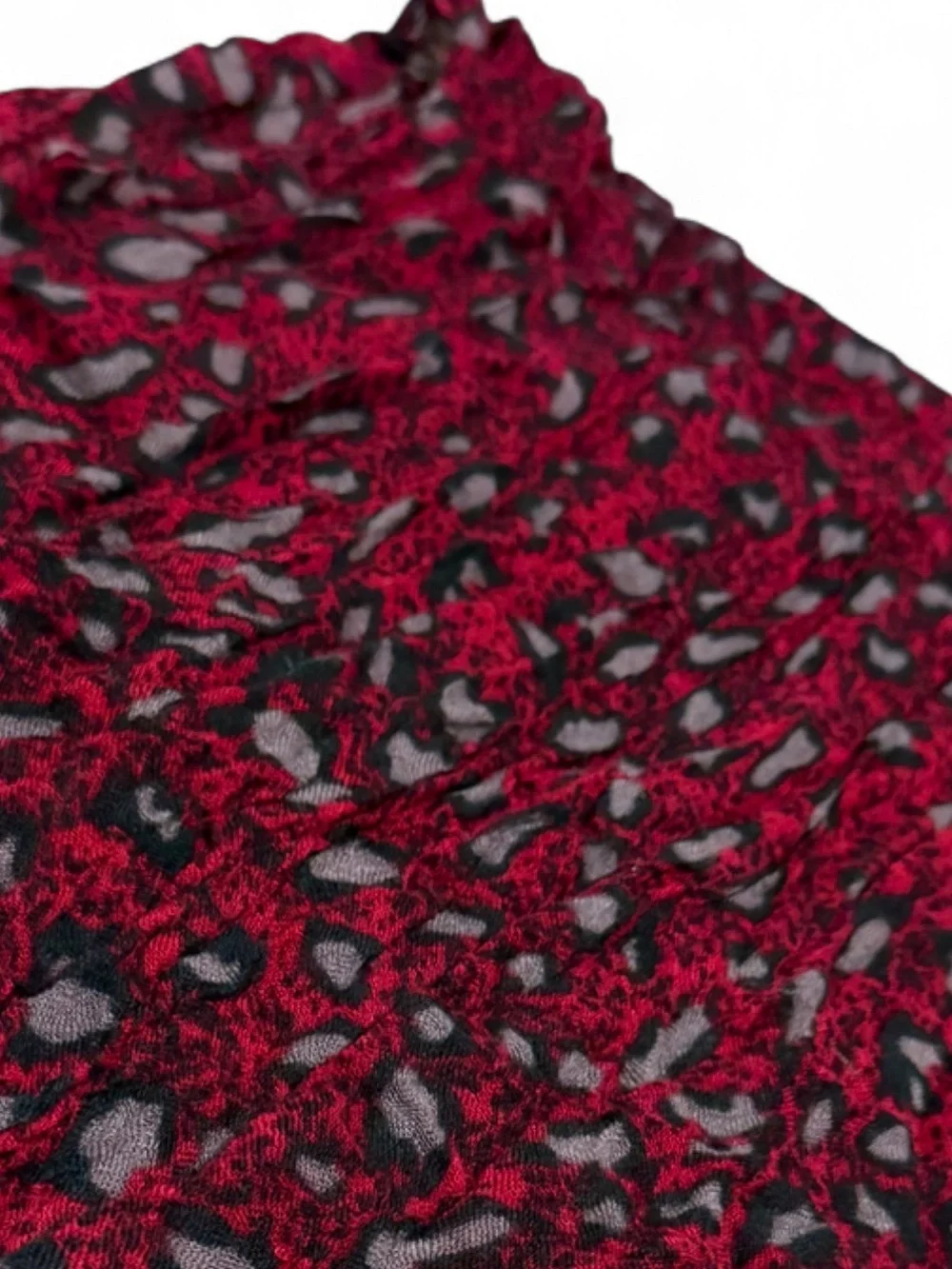 Source Unknown Red and Black Leopard Lace Scarf